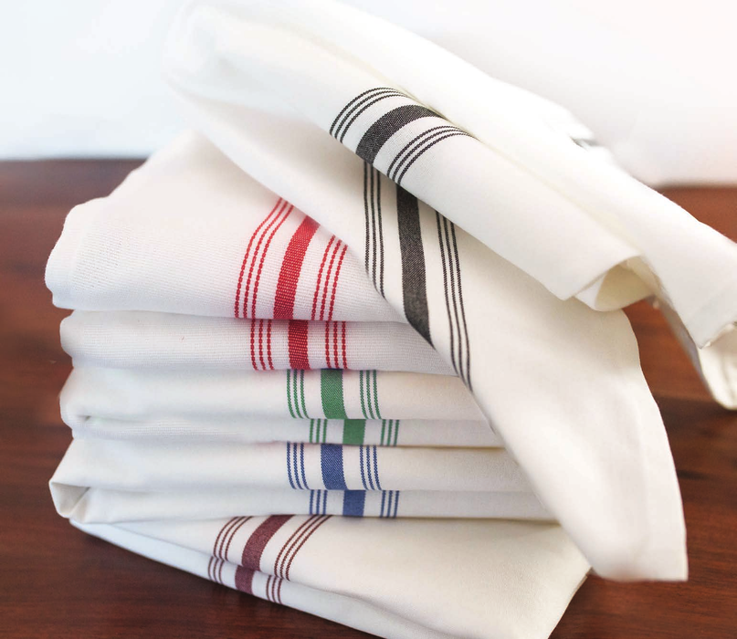 Striped Bistro Napkins made with 100% MJS Spun Polyester - 18x22 - 6.8 oz. - Burgundy Stripes