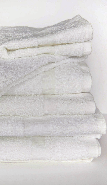 Cam Border Bath Towels in 100% Ringspun Cotton - 22x44 - White - 8 oz.