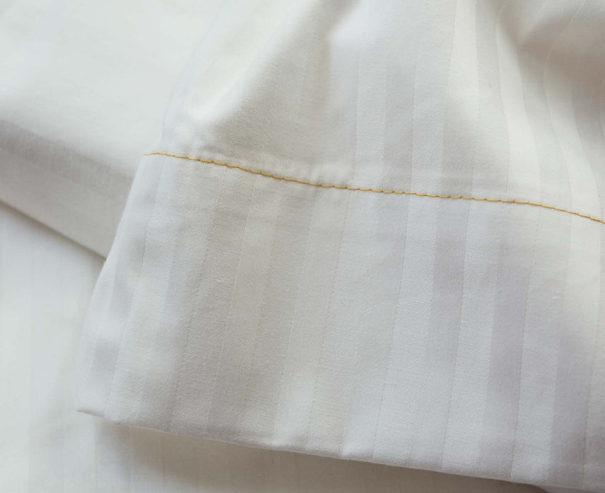 T-250 Sateen - Satin Stripe Flat Sheets - 55% Cotton 45% Polyester - 20 oz. - Queen size - 90x120 - White